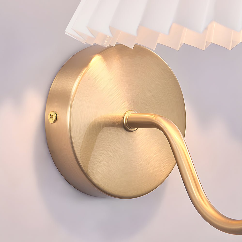 Vintage 1 - Light Dimmable Metallic Armed Sconce with Pleated Fabric Shade