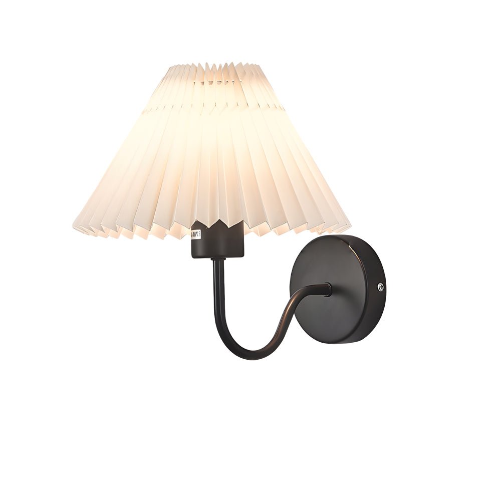 Vintage 1 - Light Dimmable Metallic Armed Sconce with Pleated Fabric Shade