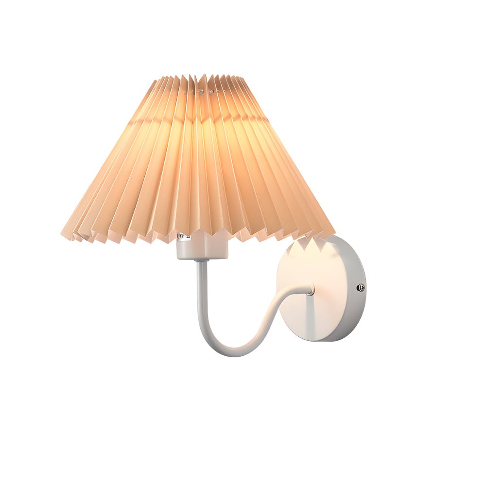 Vintage 1 - Light Dimmable Metallic Armed Sconce with Pleated Fabric Shade