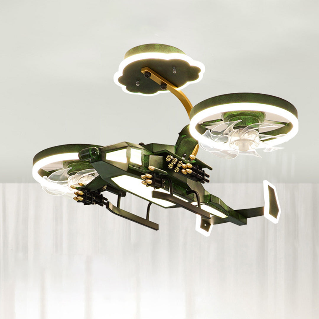Stylish airplane ceiling fan with light showcasing vintage aircraft propeller aesthetic