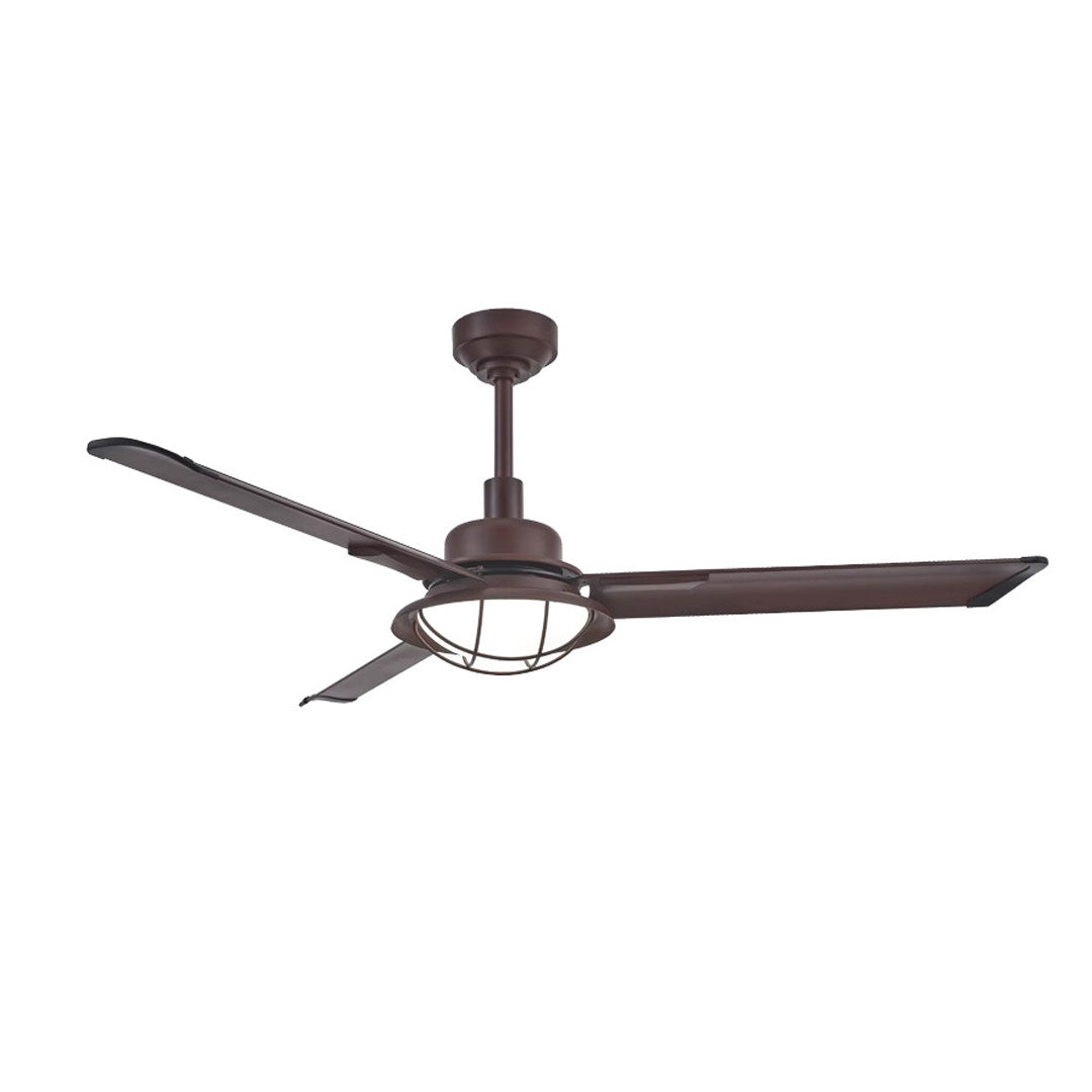 Vintage ceiling fans with lights displayed in a front product view with three dark wood blades and a bowl light.