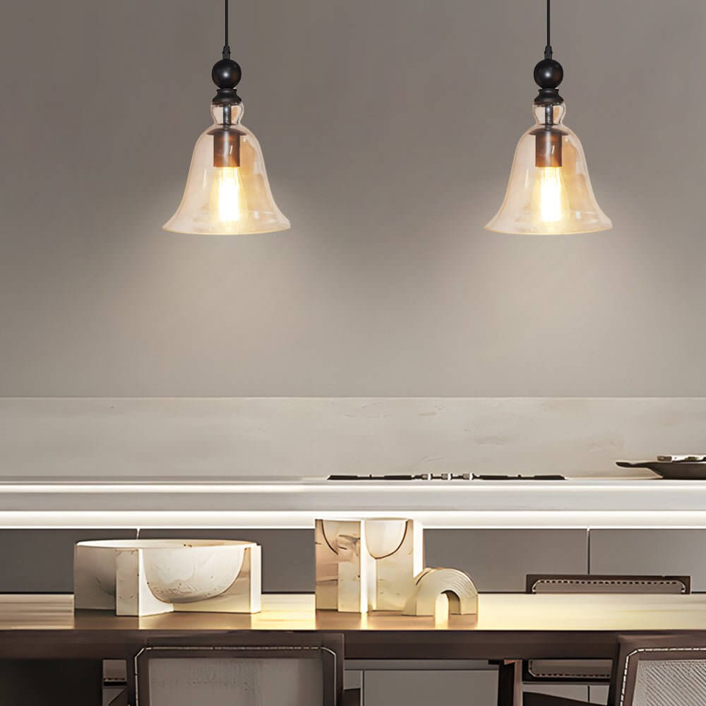 Vintage Chimes - Inspired Iron and Glass Pendant Light