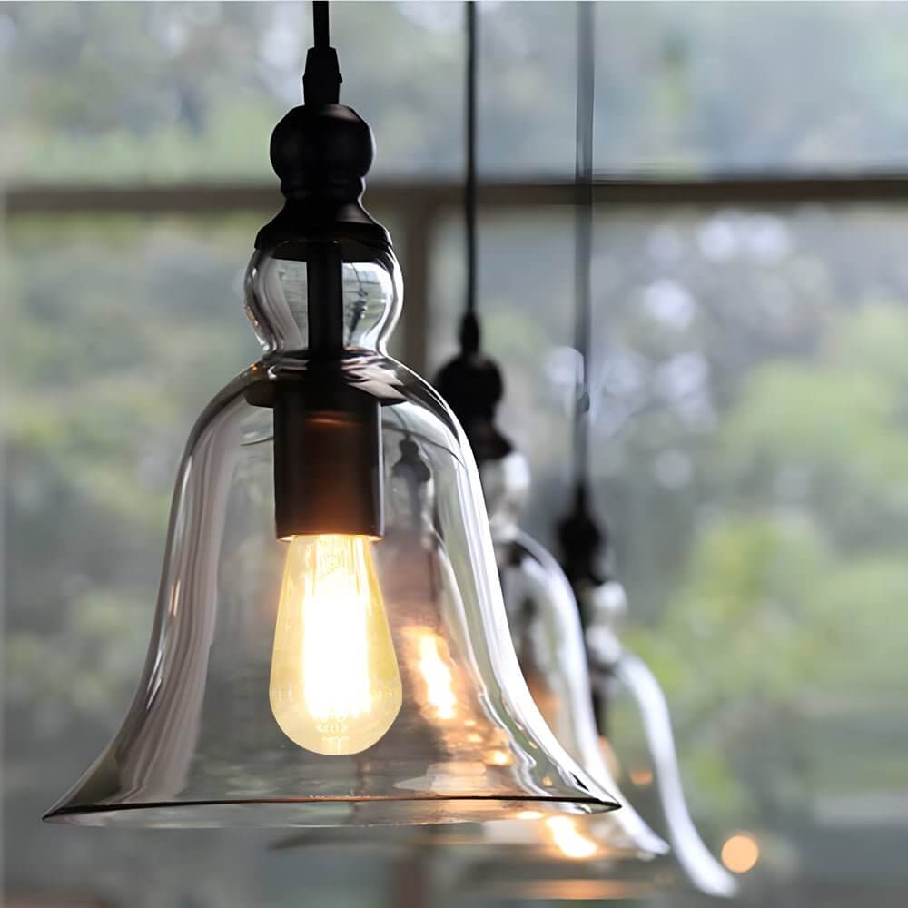 Vintage Chimes - Inspired Iron and Glass Pendant Light
