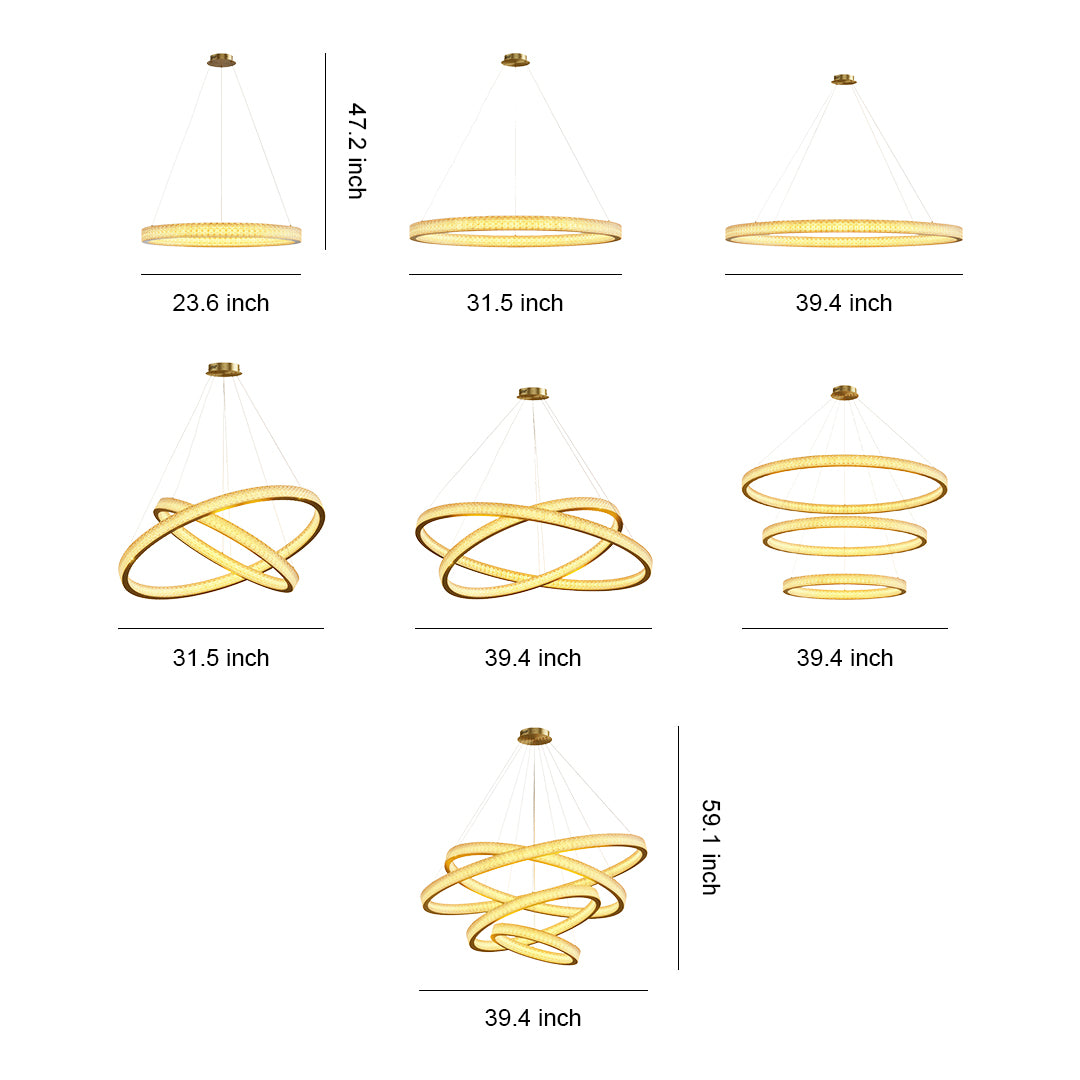 Vintage crystal chandeliers specification diagram showing multiple size and configuration options