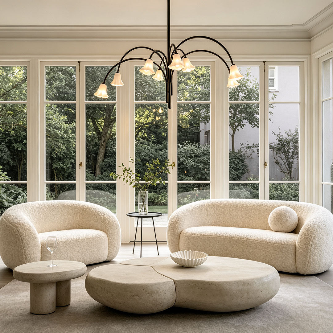 Vintage flower chandelier featuring floral-inspired details and elegant ambient illumination for interior spaces