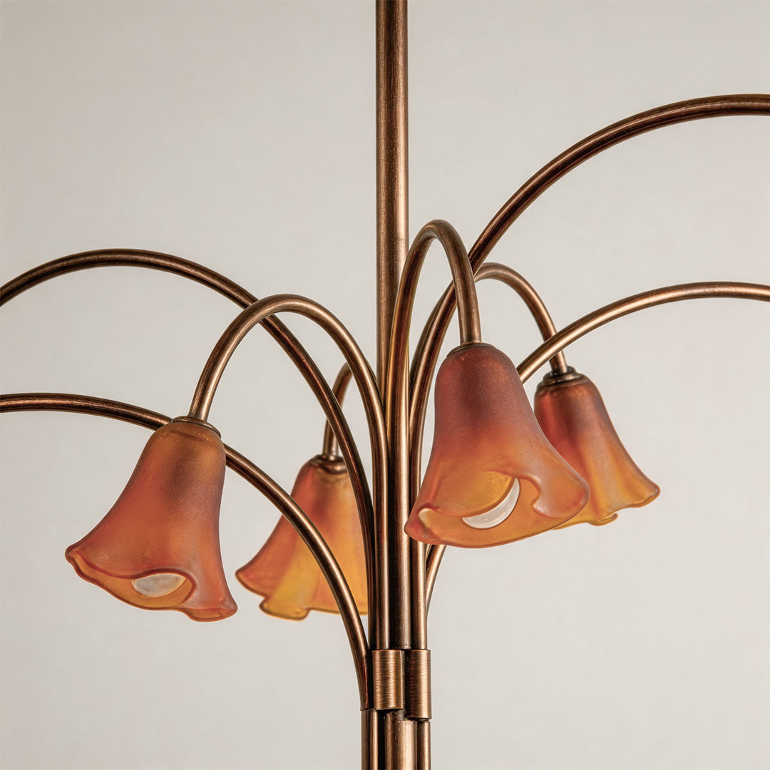 Vintage flower chandelier featuring floral-inspired details and elegant ambient illumination for interior spaces