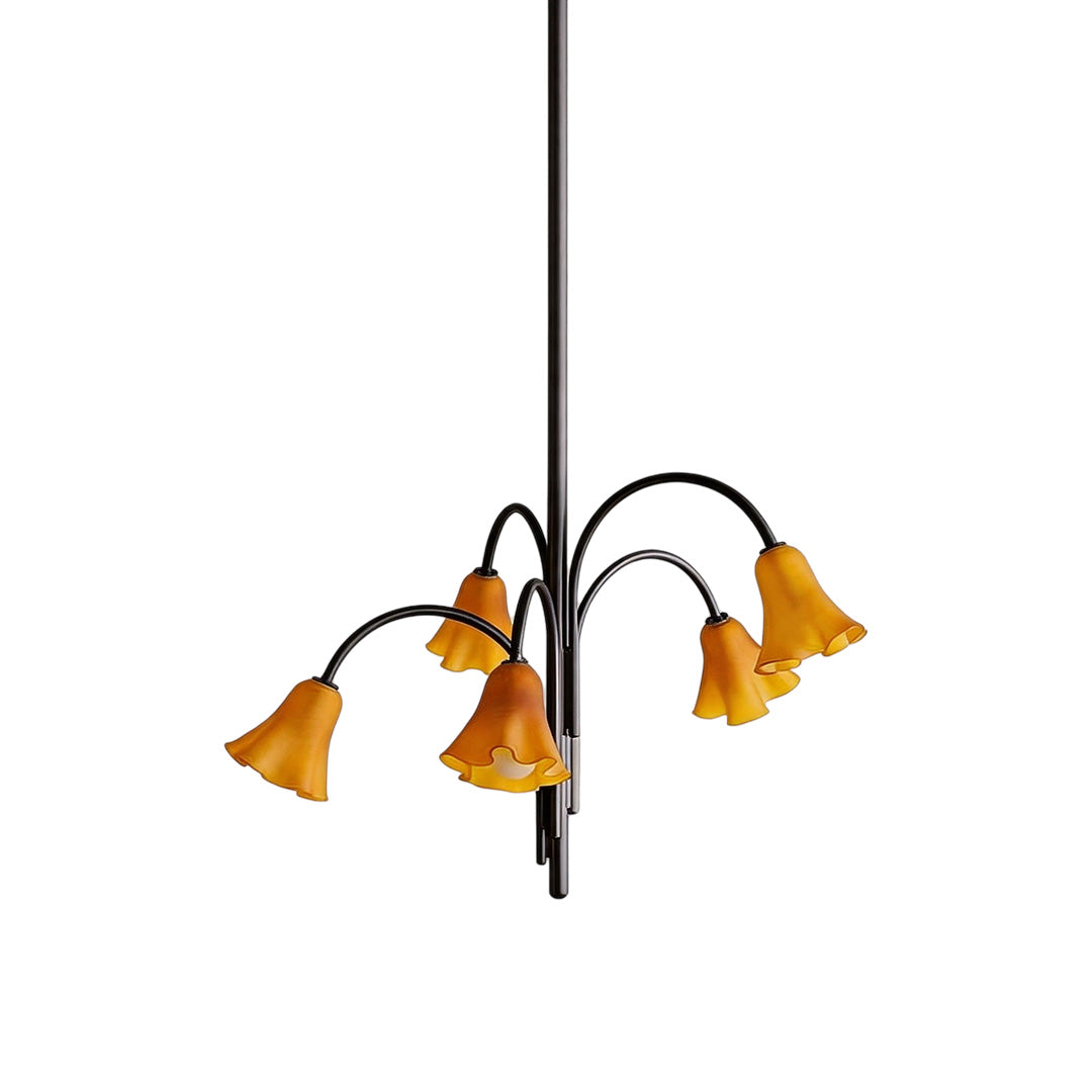 Vintage flower chandelier featuring floral-inspired details and elegant ambient illumination for interior spaces