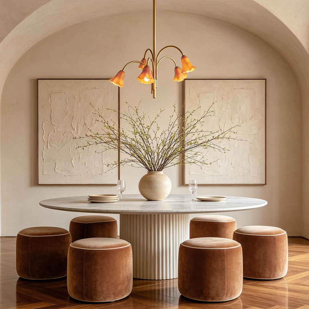 Vintage flower chandelier featuring floral-inspired details and elegant ambient illumination for interior spaces