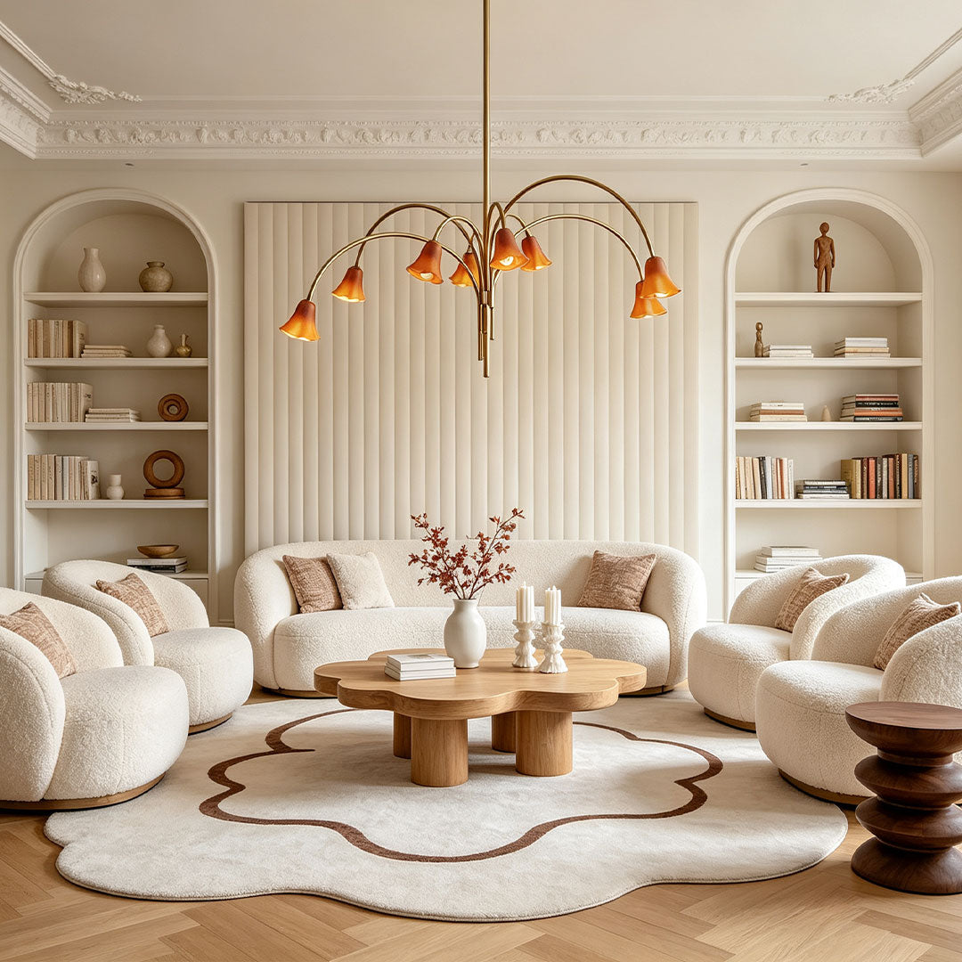 Vintage flower chandelier featuring floral-inspired details and elegant ambient illumination for interior spaces