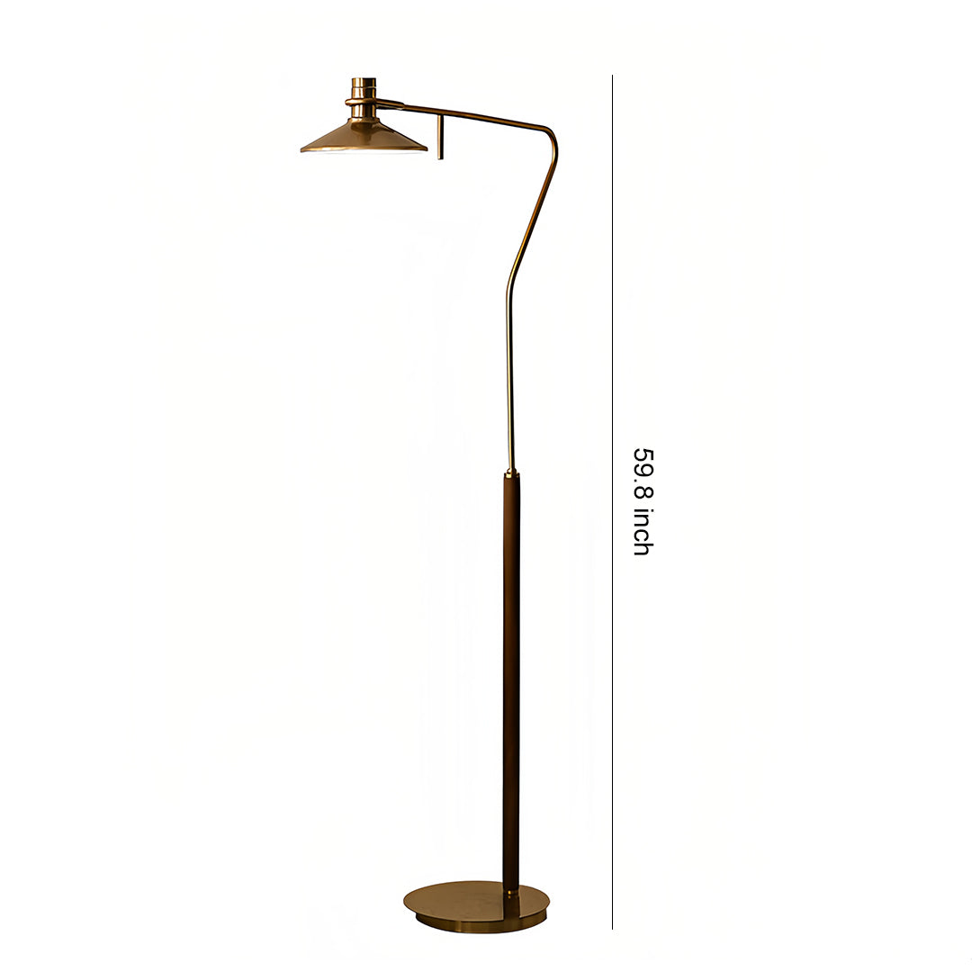 Vintage gold floor lamp with adjustable articulated arm and brass finish perfect for classic interior lighting design