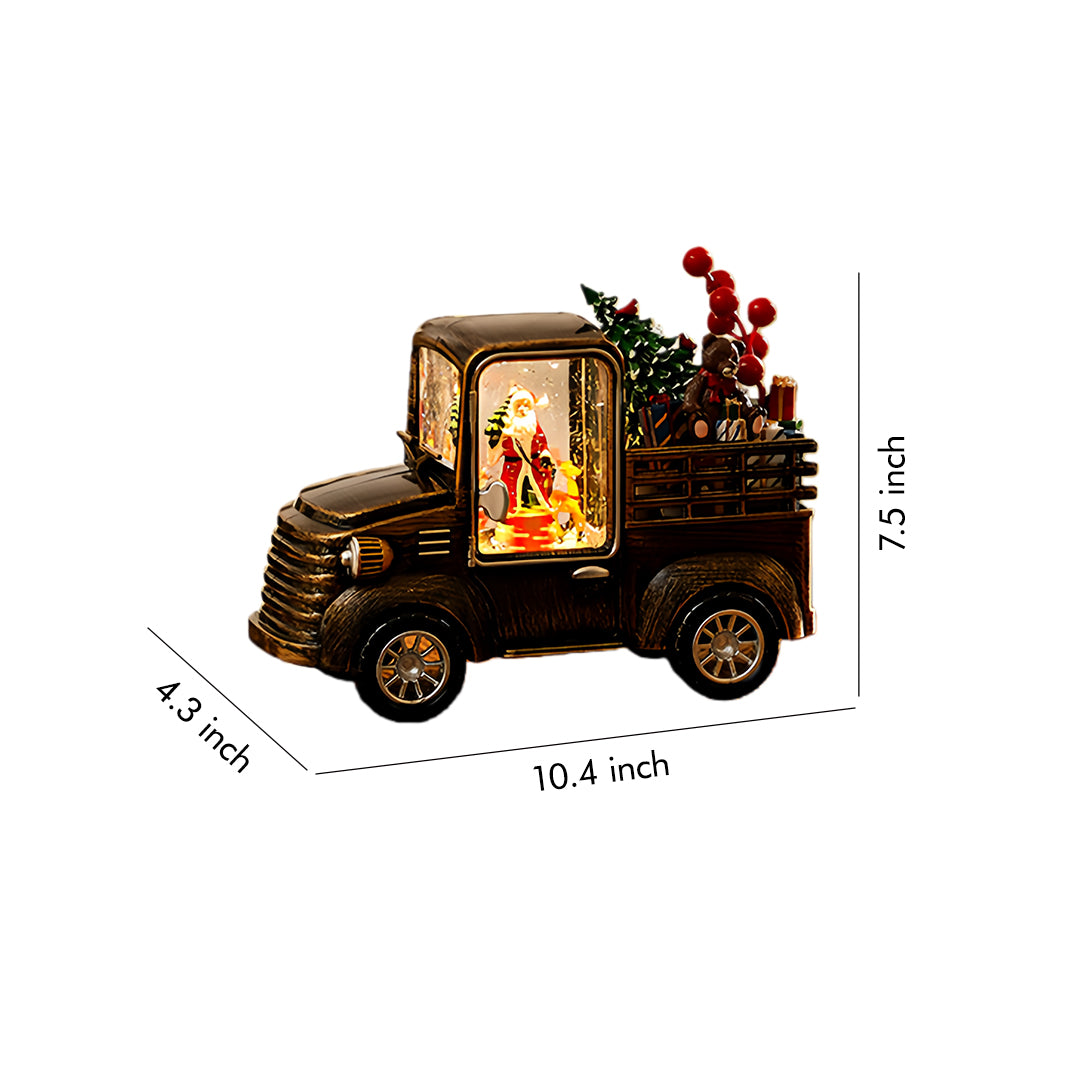 Vintage truck-shaped holiday decor light featuring a glowing cabin window, styled with the warm charm of a modern gold table lamp.