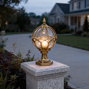 Outdoor Globe Pillar Lights Retro Glass Globe Copper Fence Post Light