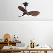 Vintage retro ceiling fan with light enhancing rustic bedroom with dark wood furniture and woven textiles