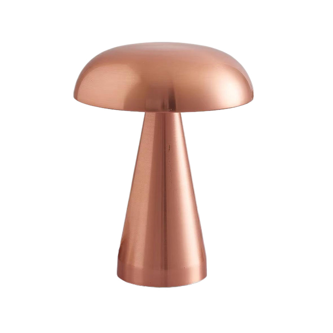 Vintage-inspired retro metal table lamp with copper-tone finish and wide dome top