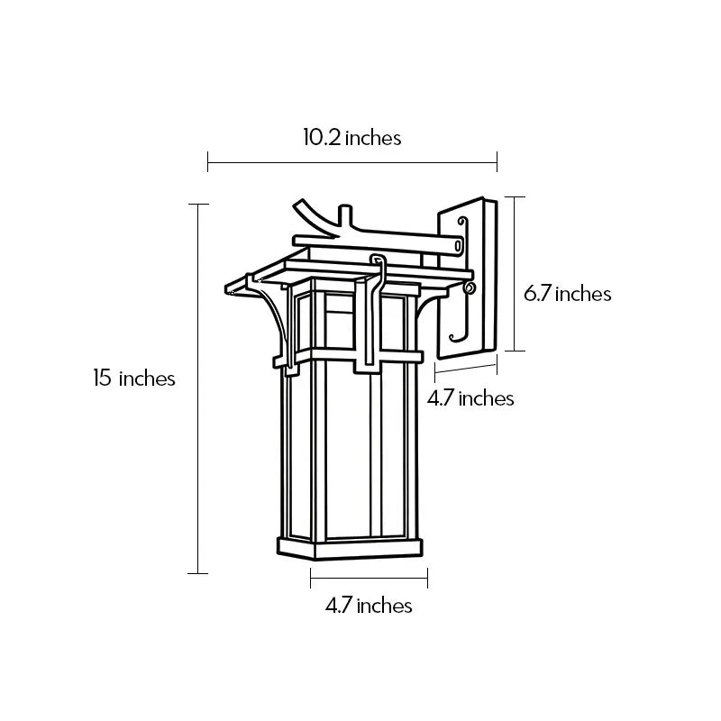 Vintage sconce wall light size guide showing fixture dimensions and decorative lantern proportions.