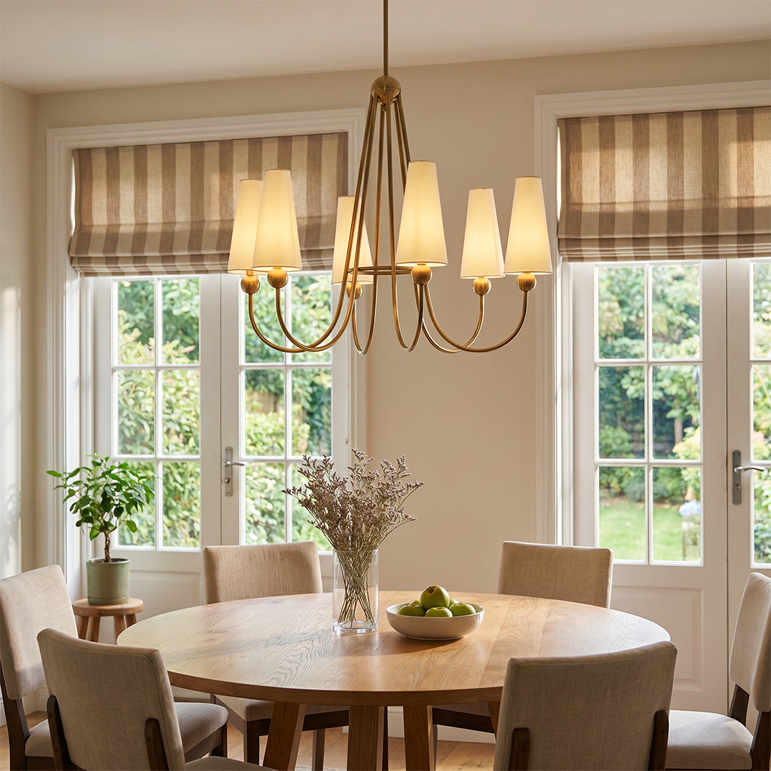 Vintage solid brass chandelier featuring timeless craftsmanship and elegant ambient illumination
