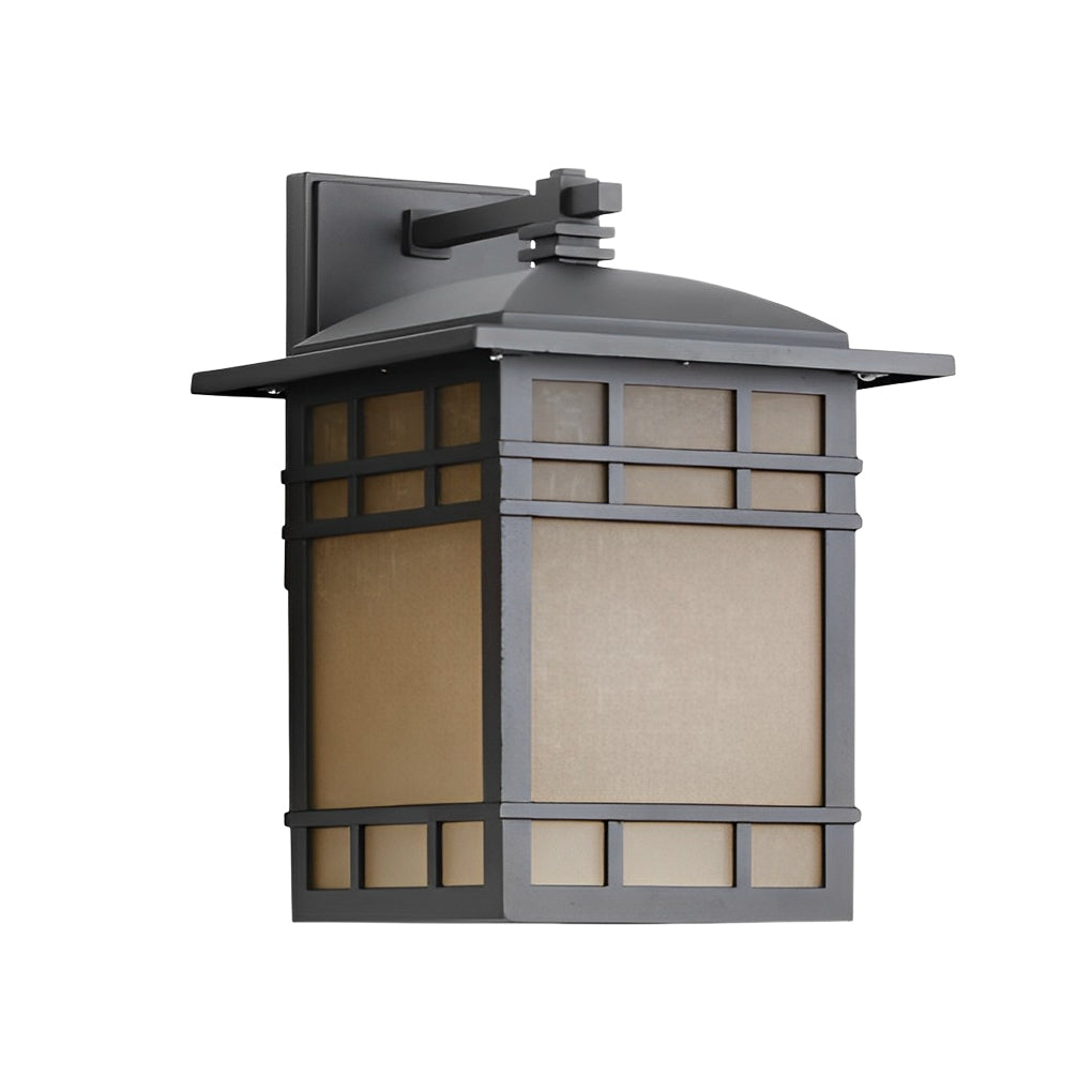 Vintage wall lantern with a black finish, enhancing a modern exterior wall.