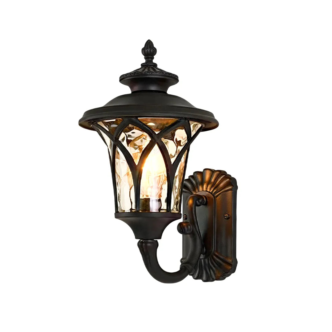 Vintage wall sconce light fixtures featuring classic black metal framing with warm exposed bulb lighting.