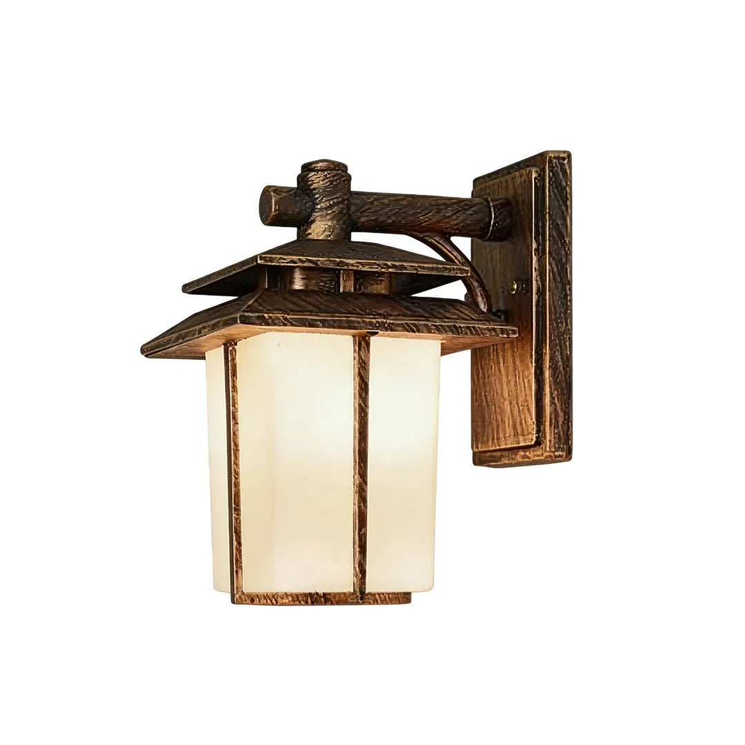 Vintage wall sconce light fixtures featuring a rustic bronze finish and rectangular lantern design.