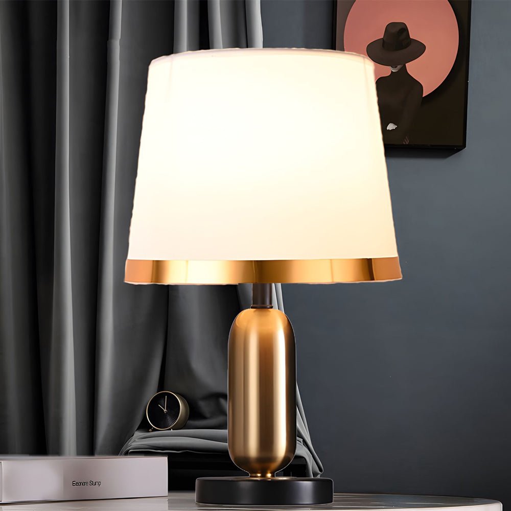 Vintage White/Black and Mid - Century Modern Brass Table Lamp
