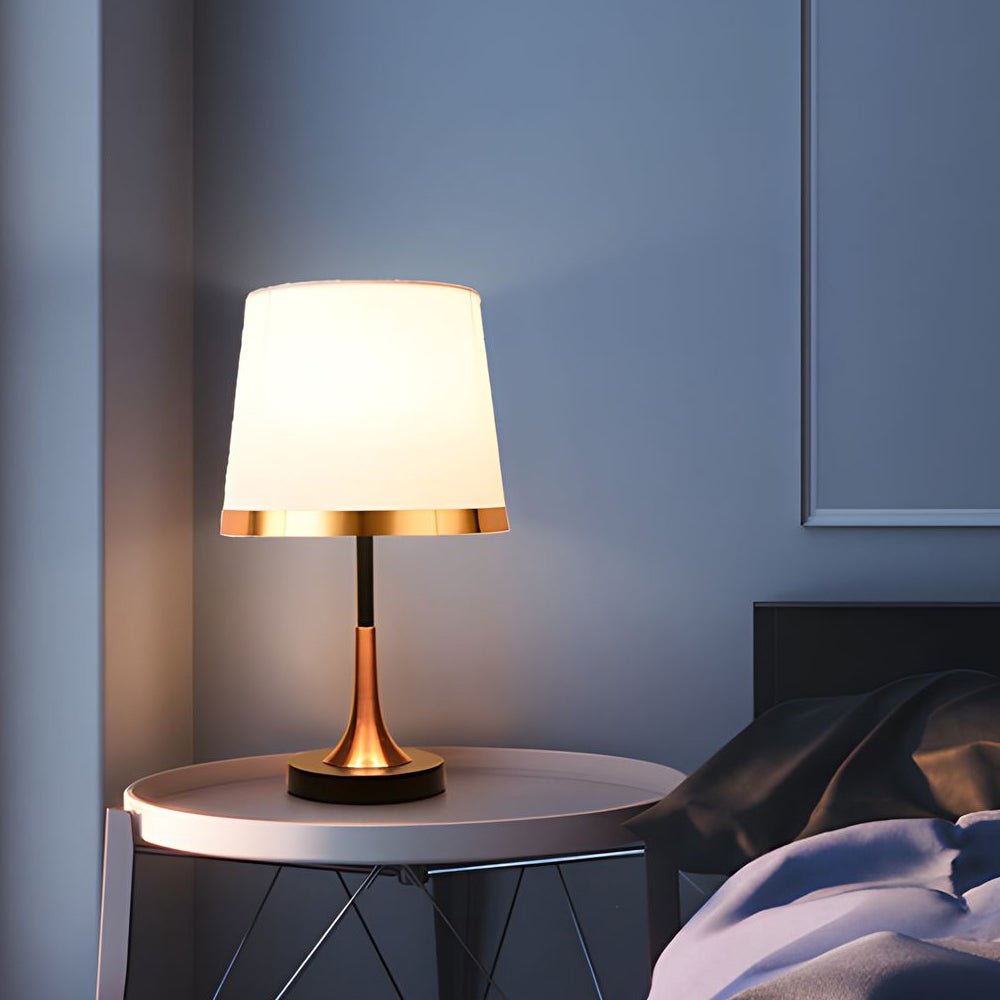 Vintage White/Black and Mid - Century Modern Brass Table Lamp