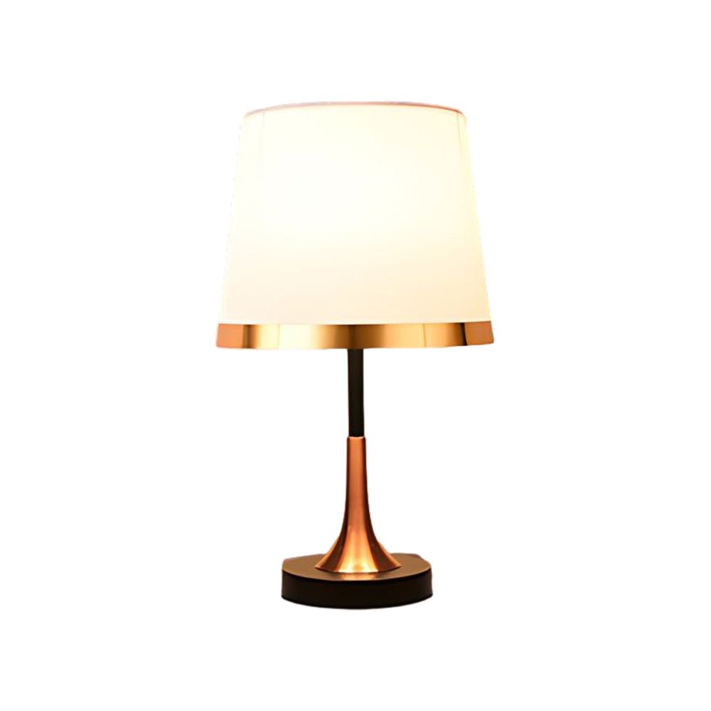 Vintage White/Black and Mid - Century Modern Brass Table Lamp