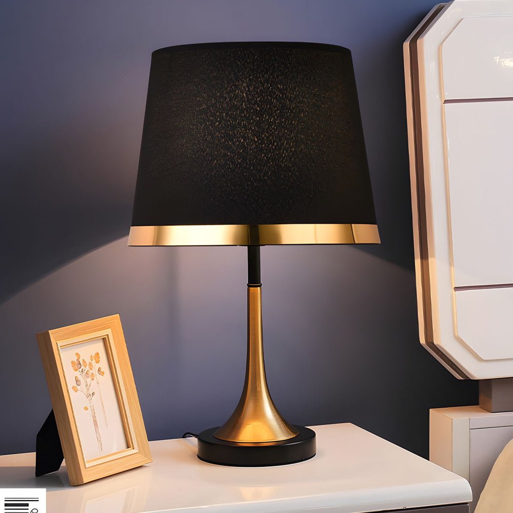Vintage White/Black and Mid - Century Modern Brass Table Lamp