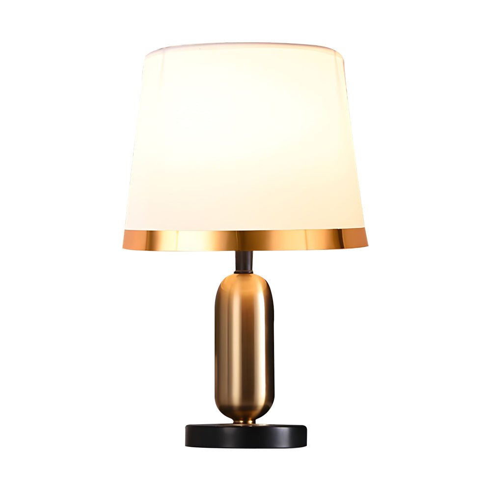 Vintage White/Black and Mid - Century Modern Brass Table Lamp