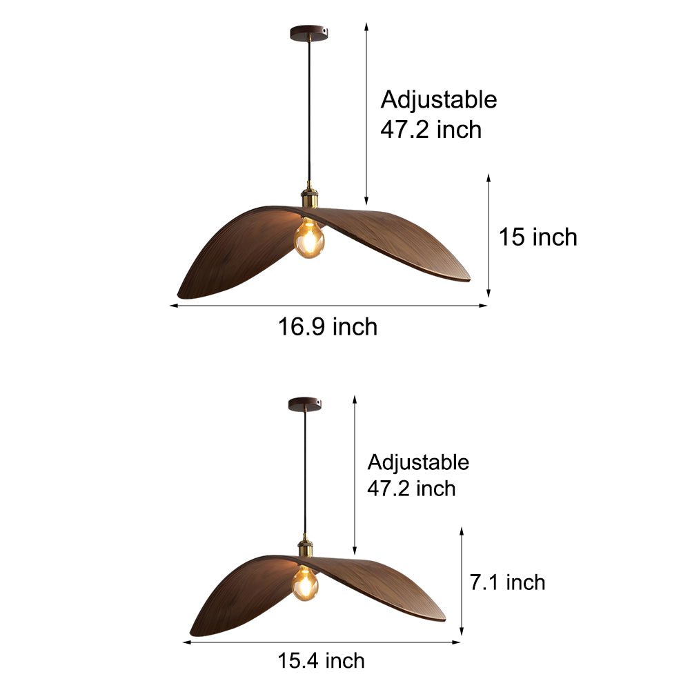Wabi - sabi Walnut Bar Chandelier Leaf Curve Wooden Pendant Light