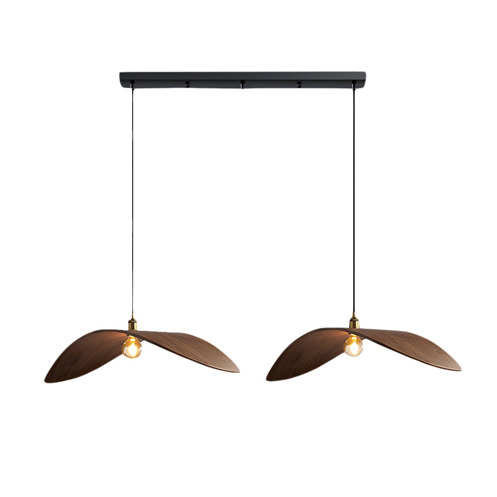 Wabi - sabi Walnut Bar Chandelier Leaf Curve Wooden Pendant Light