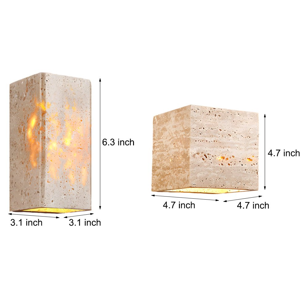 Wabi - Sabi Yellow Travertine LED Wall Sconce - Square/Rectangle