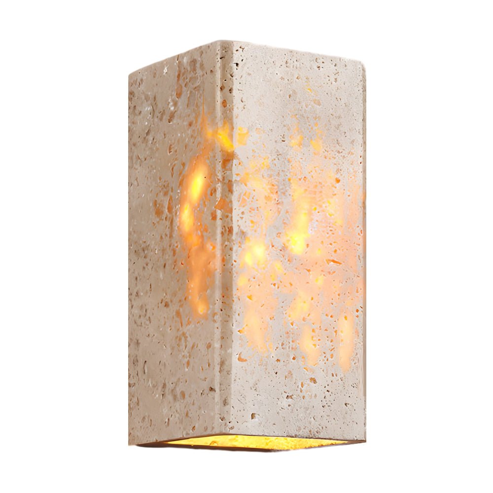 Wabi - Sabi Yellow Travertine LED Wall Sconce - Square/Rectangle