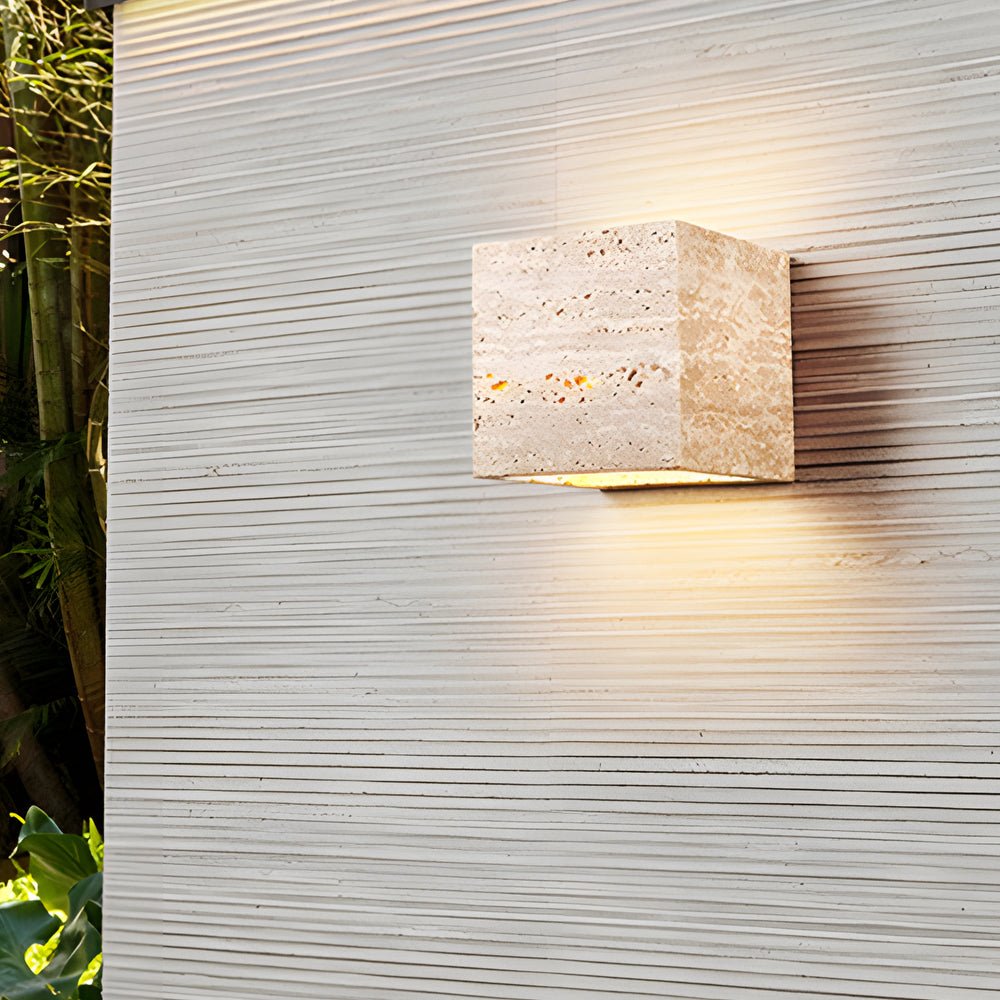 Wabi - Sabi Yellow Travertine LED Wall Sconce - Square/Rectangle