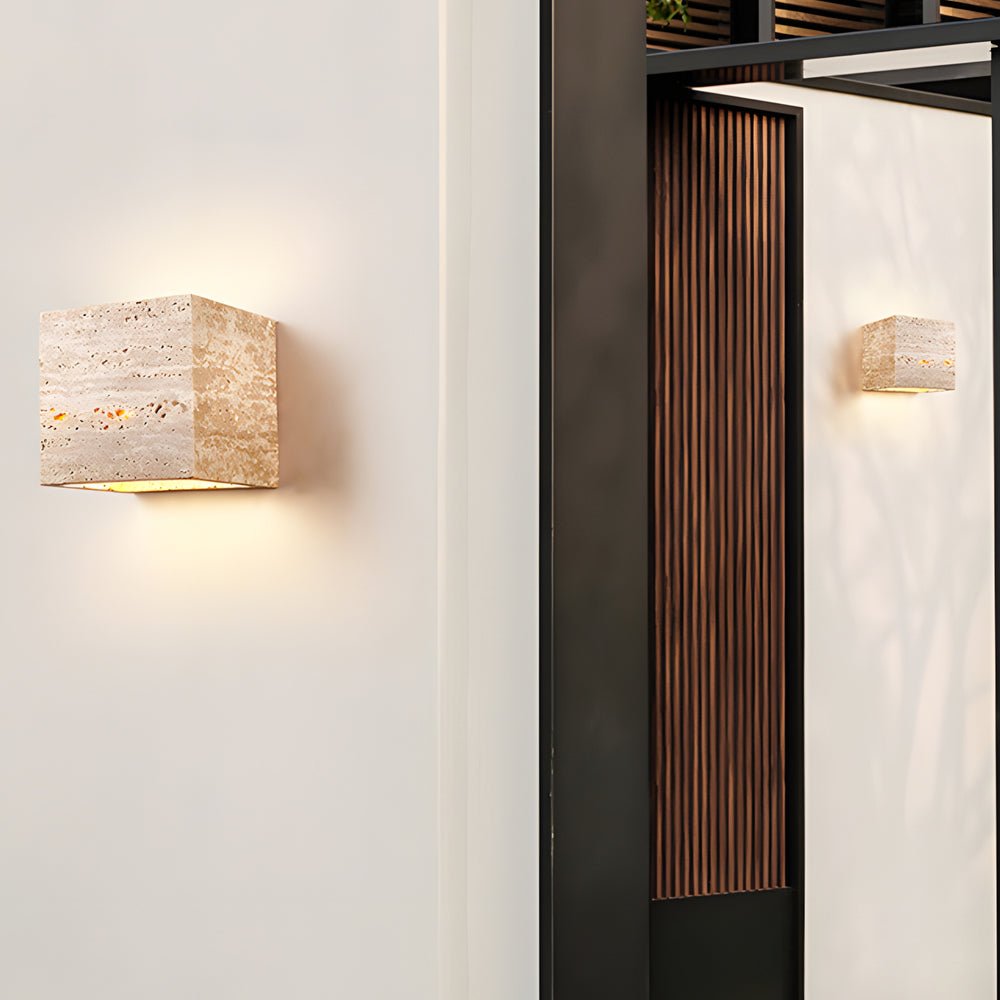 Wabi - Sabi Yellow Travertine LED Wall Sconce - Square/Rectangle