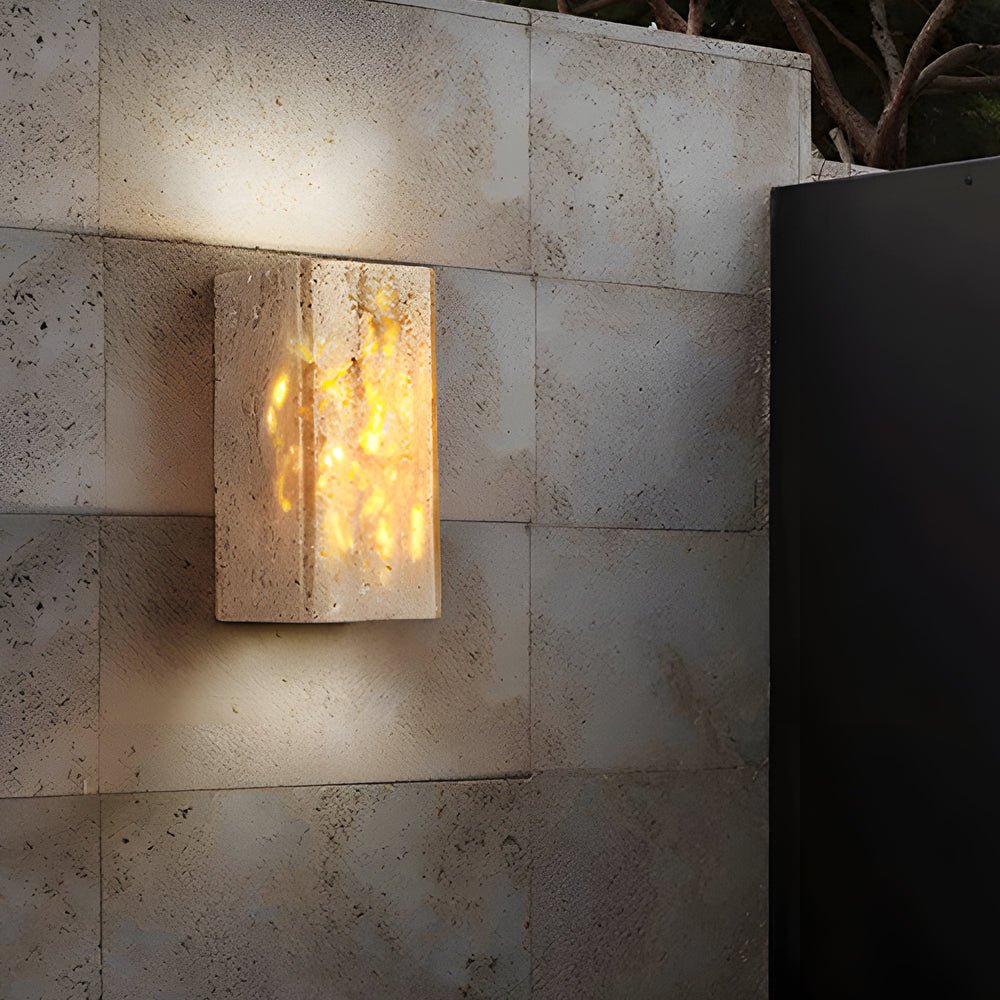 Wabi - Sabi Yellow Travertine LED Wall Sconce - Square/Rectangle