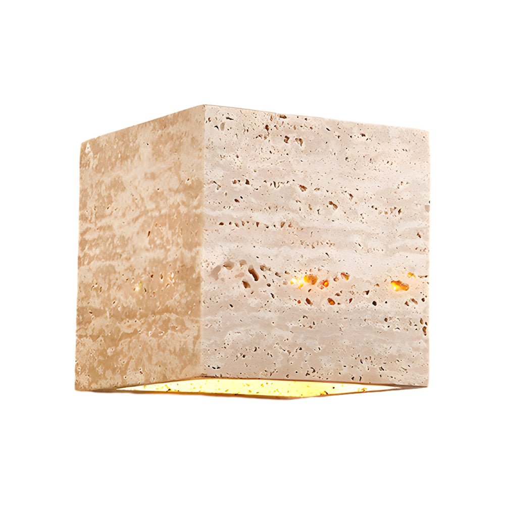 Wabi - Sabi Yellow Travertine LED Wall Sconce - Square/Rectangle