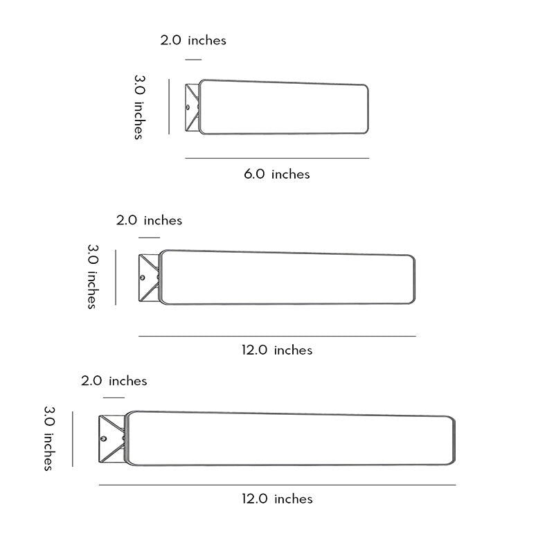 Wall adjustable light dimension drawing with width and height measurements.