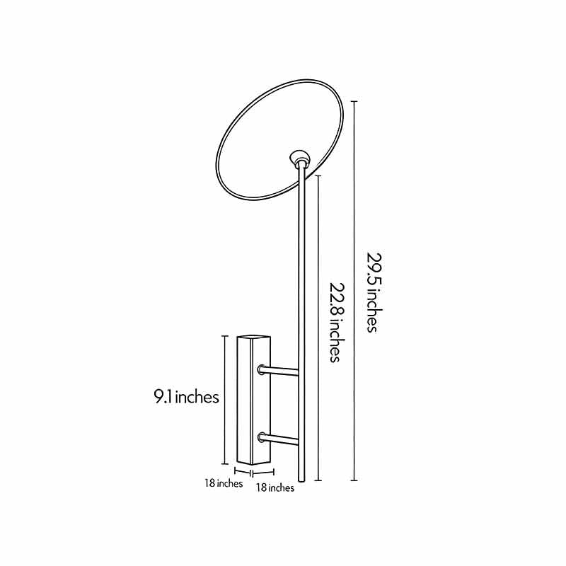 Wall adjustable light dimension diagram showing the fixture height, wall mount, and shade measurements.
