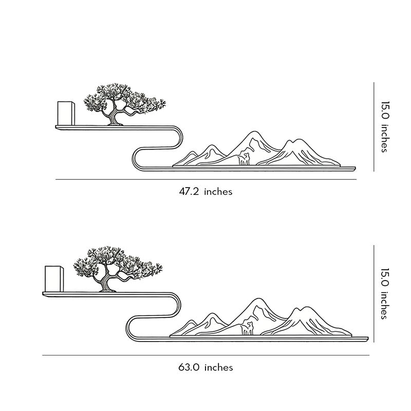 Technical diagram of wall art with light showing dimensions and installation details.