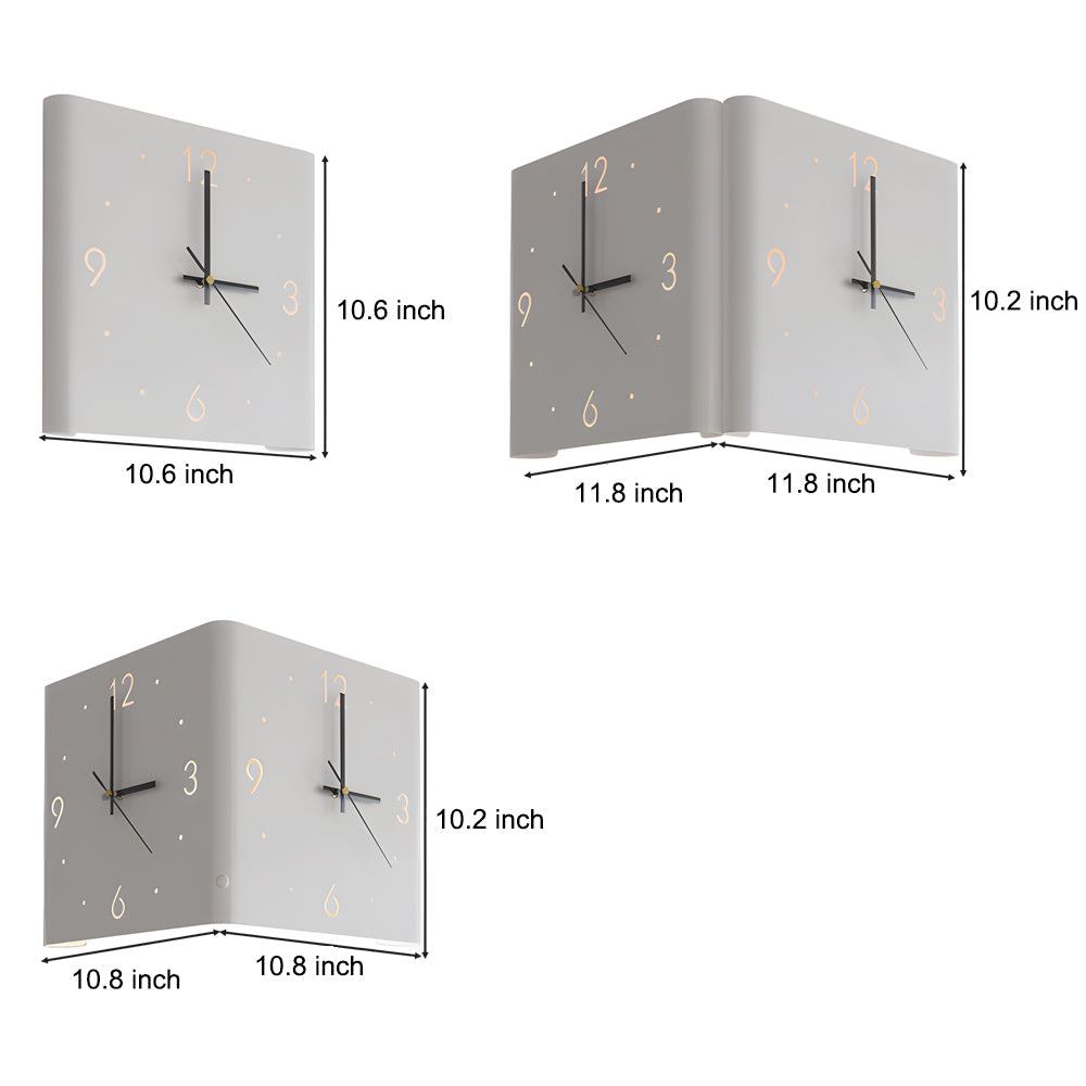 Wall clock lamp showing size and dimension details for installation