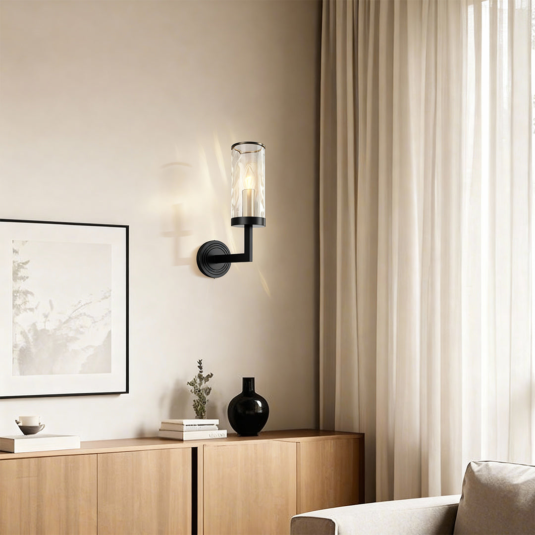 Modern luxury chandeliers style wall glass light above console with minimalist decor