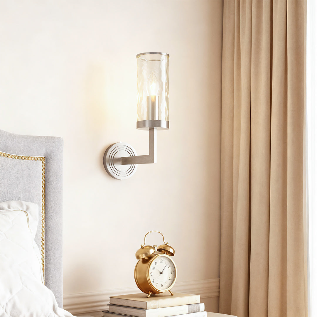 Modern luxury chandeliers inspired wall glass light beside mirror in elegant vanity area