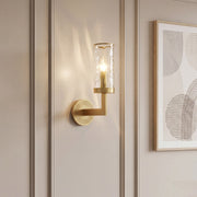 Illuminate your space with wall glass light with black textured cylinder, featuring sleek design and energy-efficient LED lighting.
