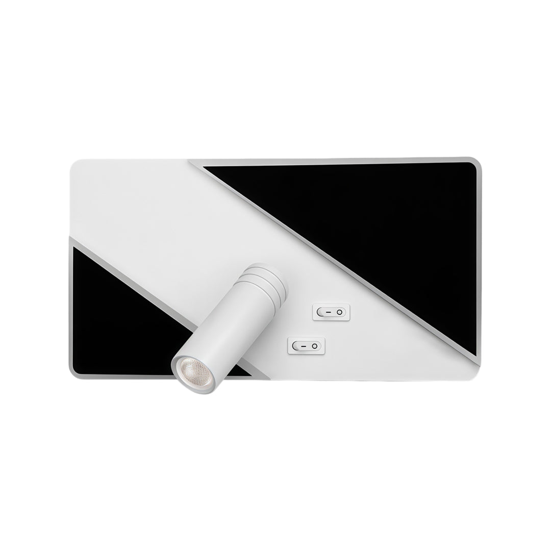 Rectangular wall light with reading light in white finish featuring sleek modern LED accent design.