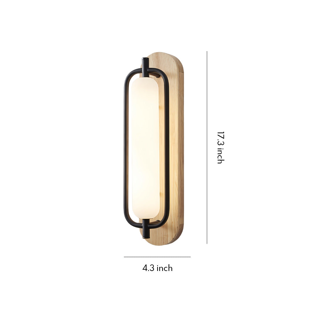 Wall mount outdoor solar lights with full-size measurement guide and vertical oval design.