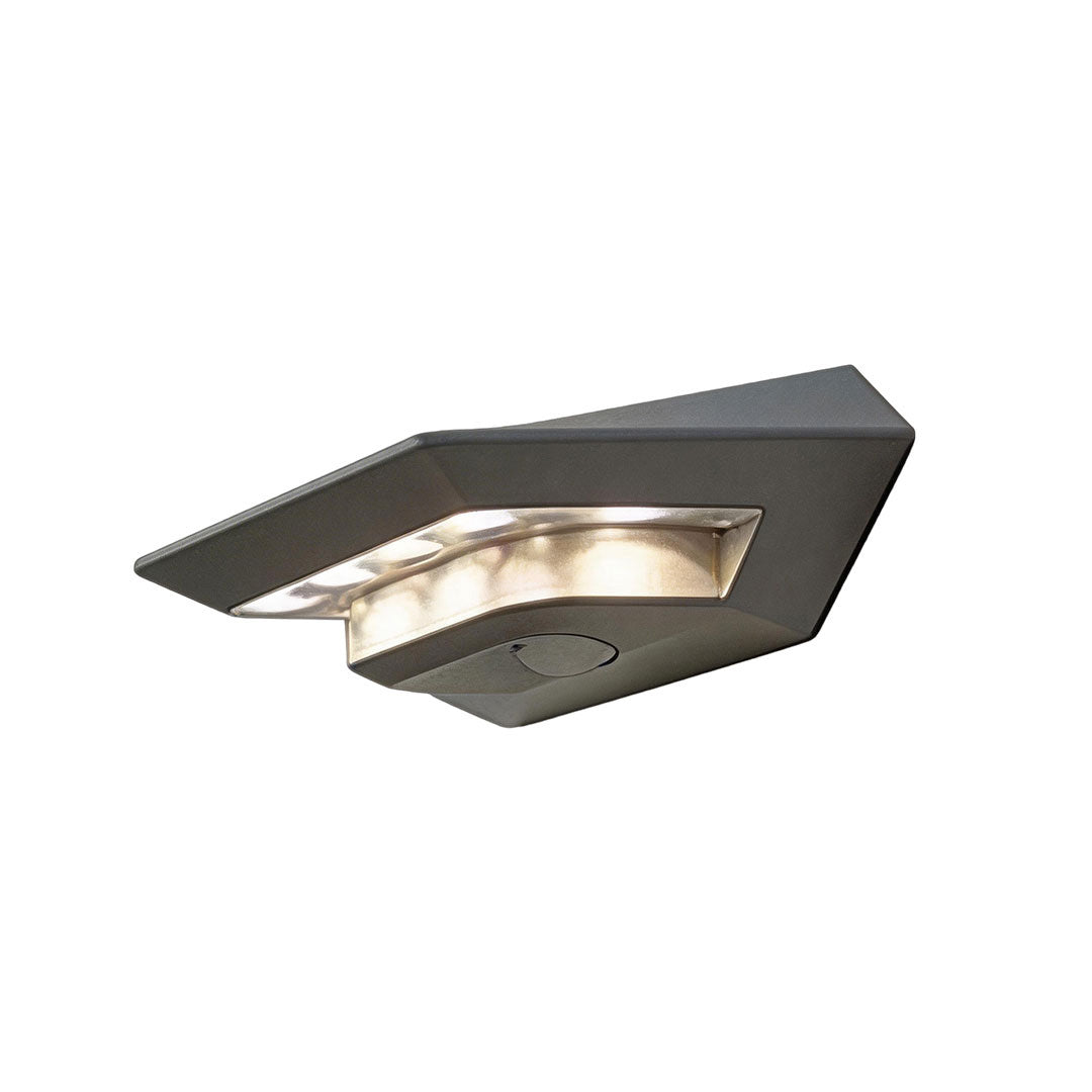 Wall mount solar lights outdoor with a modern design, providing ambient lighting.