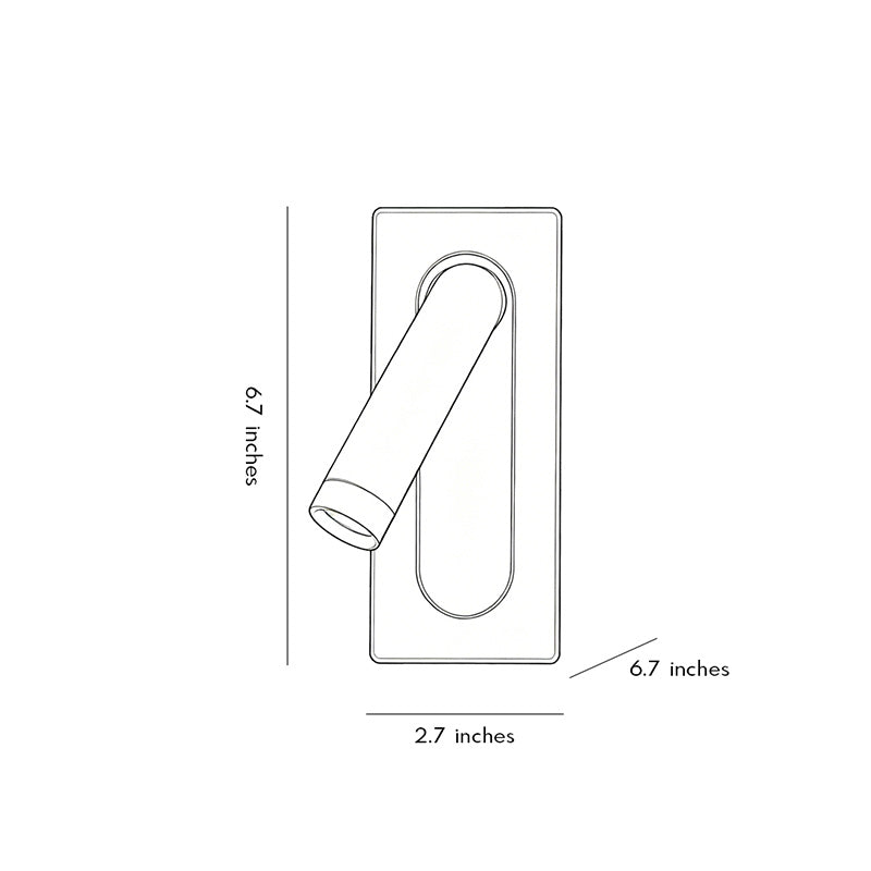 Dimension drawing of wall mount spot lights showing measurements for modern adjustable wall lighting fixture.