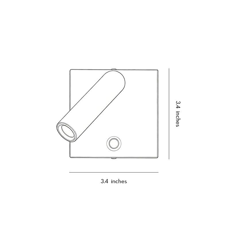 Dimension drawing of wall mountable reading light showing measurements for modern wall lamp installation.