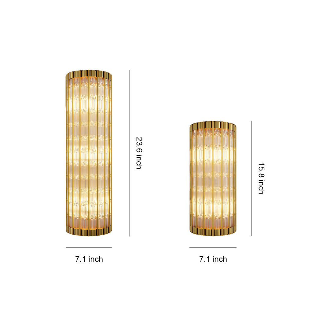 Wall mounted hanging light specification diagram showing two size options with dimensions