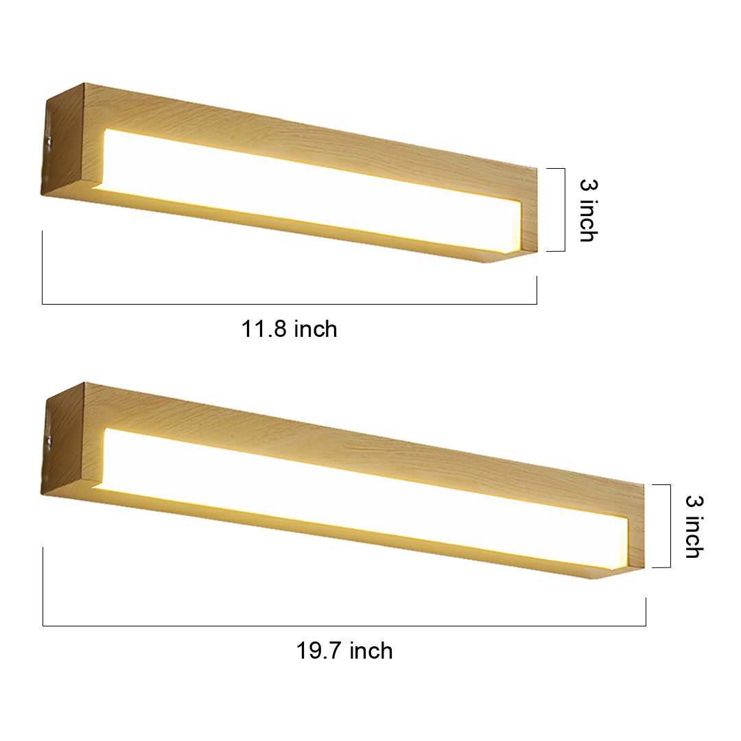 Technical specifications for wall mounted led lights showing different size options and dimensions